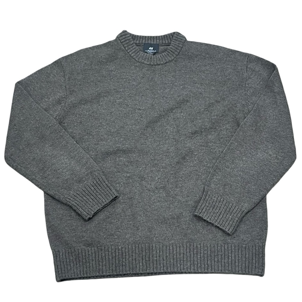 H&M Grey Brown Pull Over Knit Sweater Old Money Academia Preppy Fisherman Core